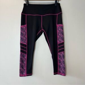 Imido Pink and Black Cropped Athletic Leggings Medium